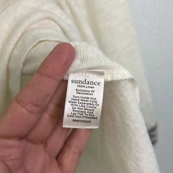 Sundance - 100 Percent Linen White Colorful Embroidered Long Sleeve Tunic SZ M - Picture 10 of 12